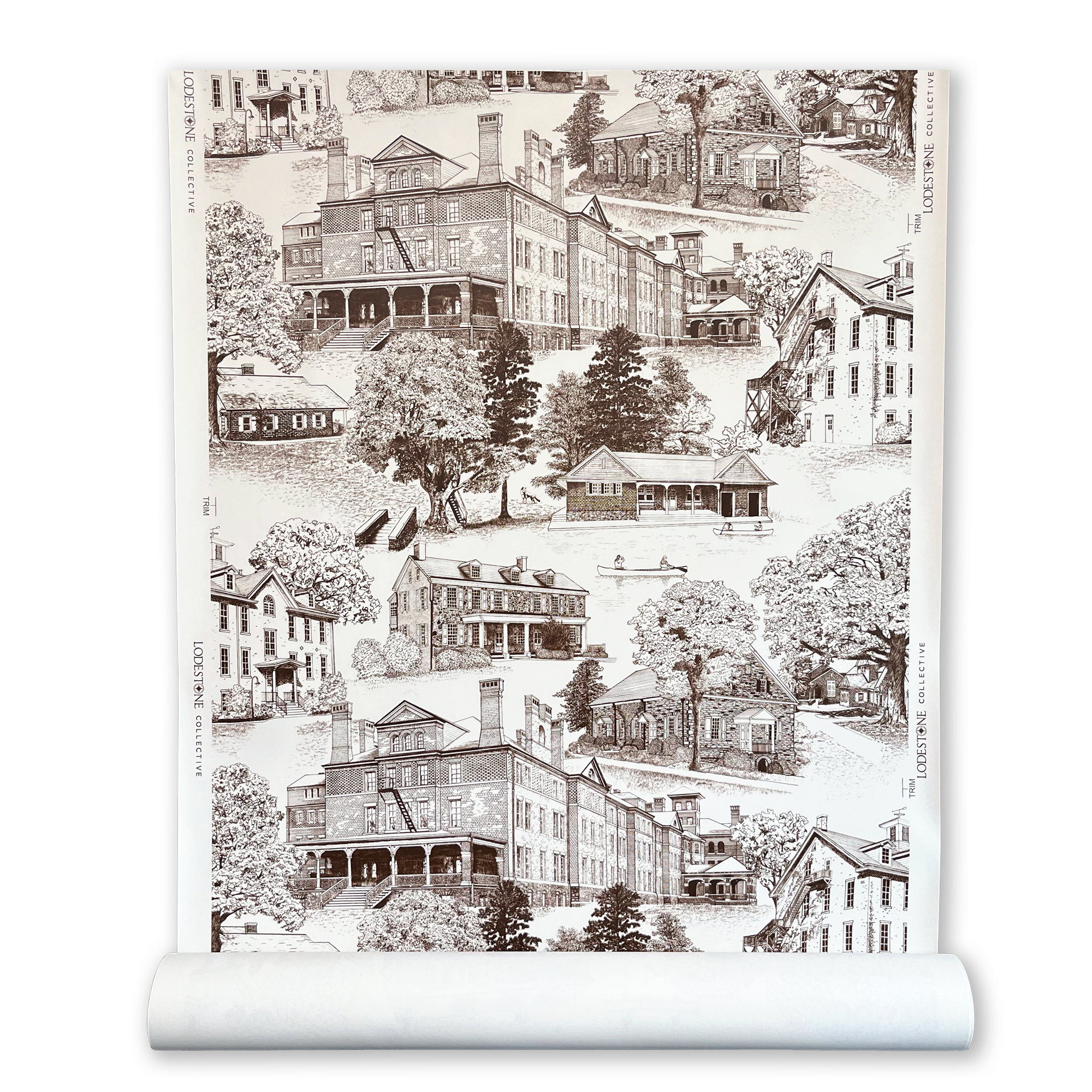 Westtown School Toile - Brown Wallpaper